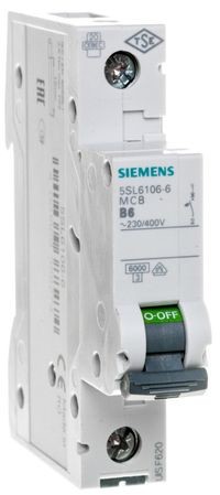 Siemens Wyłącznik nadprądowy 1P B 6A 6kA AC 5SL6106-6
