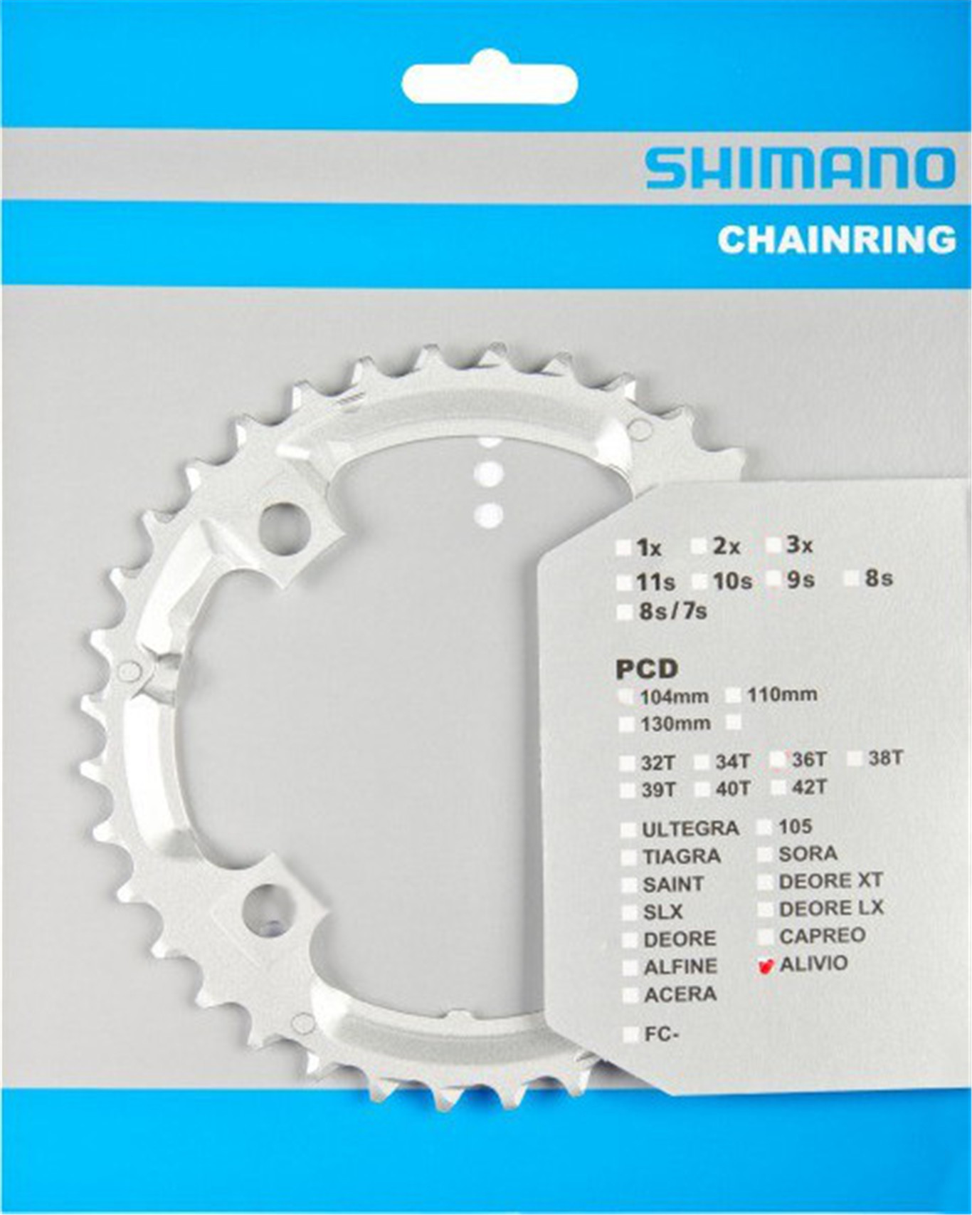 SHIMANO Tarcza mechanizmu korbowego Alivio FC-M431 srebrny / Ilość zębów: 36 Y1M298040