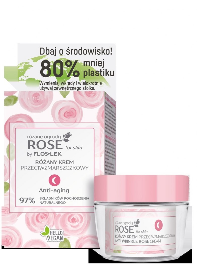 Flos-Lek Floslek Rose for Skin Różany Krem przeciwzmarszczkowy na noc ECO zestaw 50ml 118062