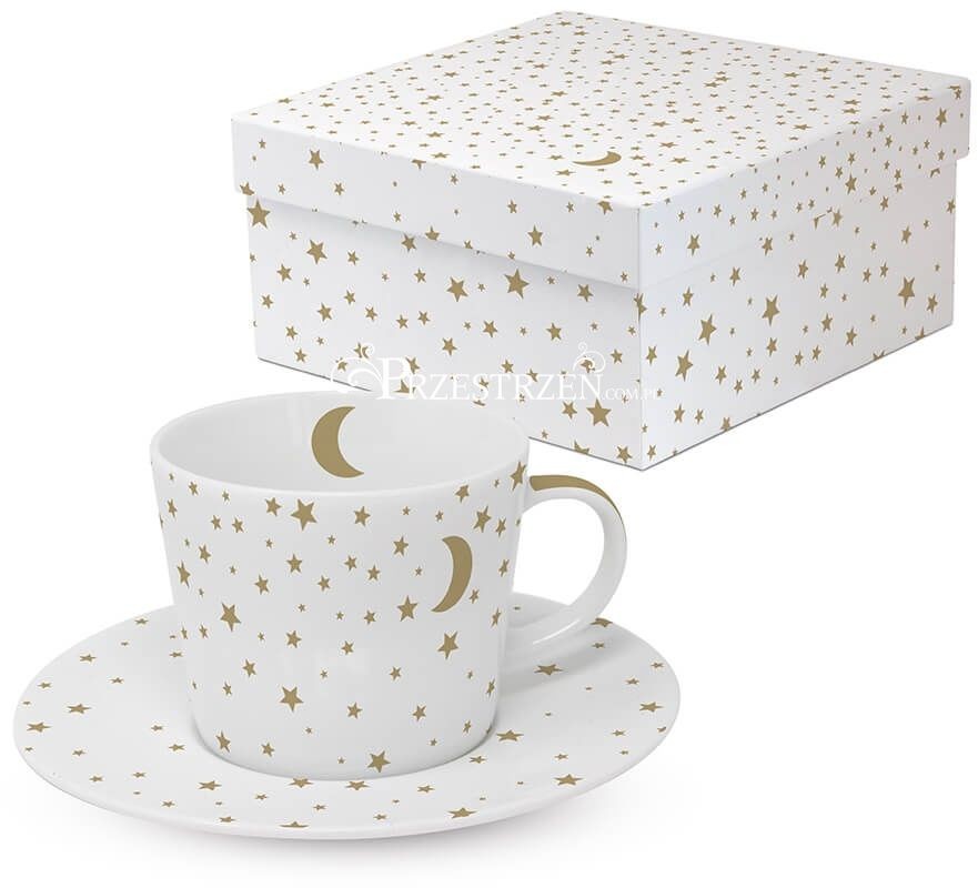 PORCELANOWA FILIŻANKA ZE SPODKIEM Moonlight ZŁOCONA 100ml 603866