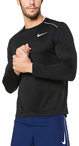 Nike męska koszulka do biegania z długim rękawem Dri-Fit Miler Black/Black/Reflective Silver S AJ7568-010