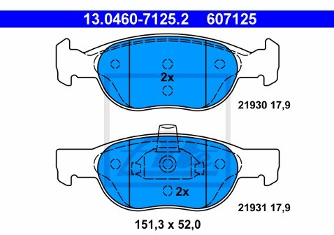 ATE KLOCKI HAM 13.0460-7125.2 FIAT PUNTO 1.9 99-, PUNTO VAN 1.9D 00- 13.0460-7125.2