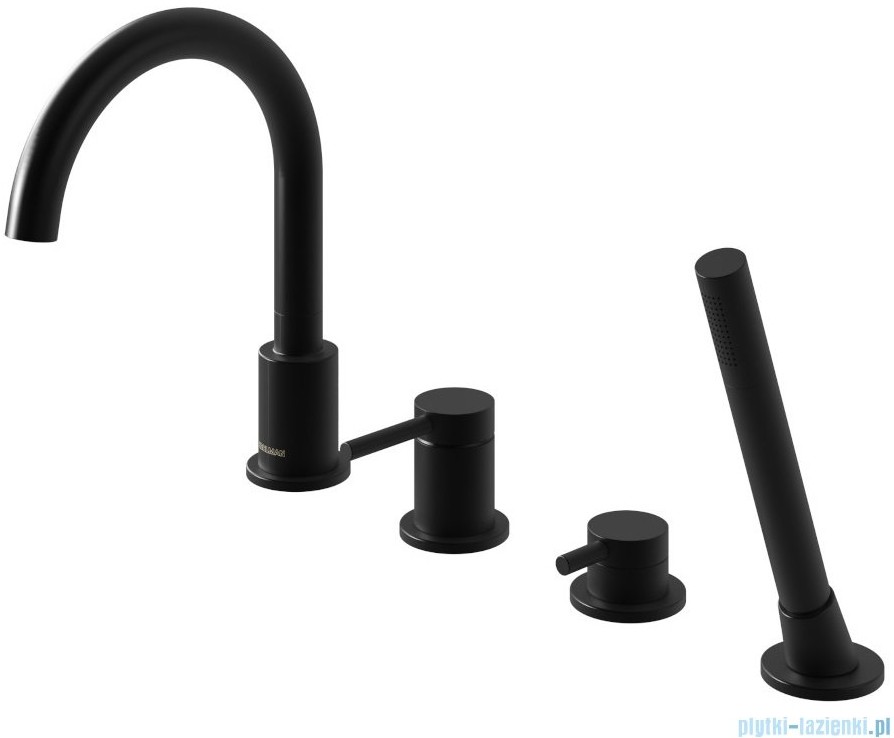 KOHLMAN Axel Black bateria wannowa 4-otworowa z obrotową wylewką czarny mat QB244AB |