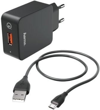 Hama Ładowarka sieciowa Quick Charge microUSB 3A Czarny 178336+ 40 zł na dzień dobry w Klubie MediaMarkt ! 178336