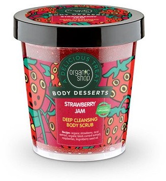 Organic Shop Głęboko oczyszczający scrub do ciała Dżem truskawkowy - Organic Shop Body Desserts Strawberry Jam