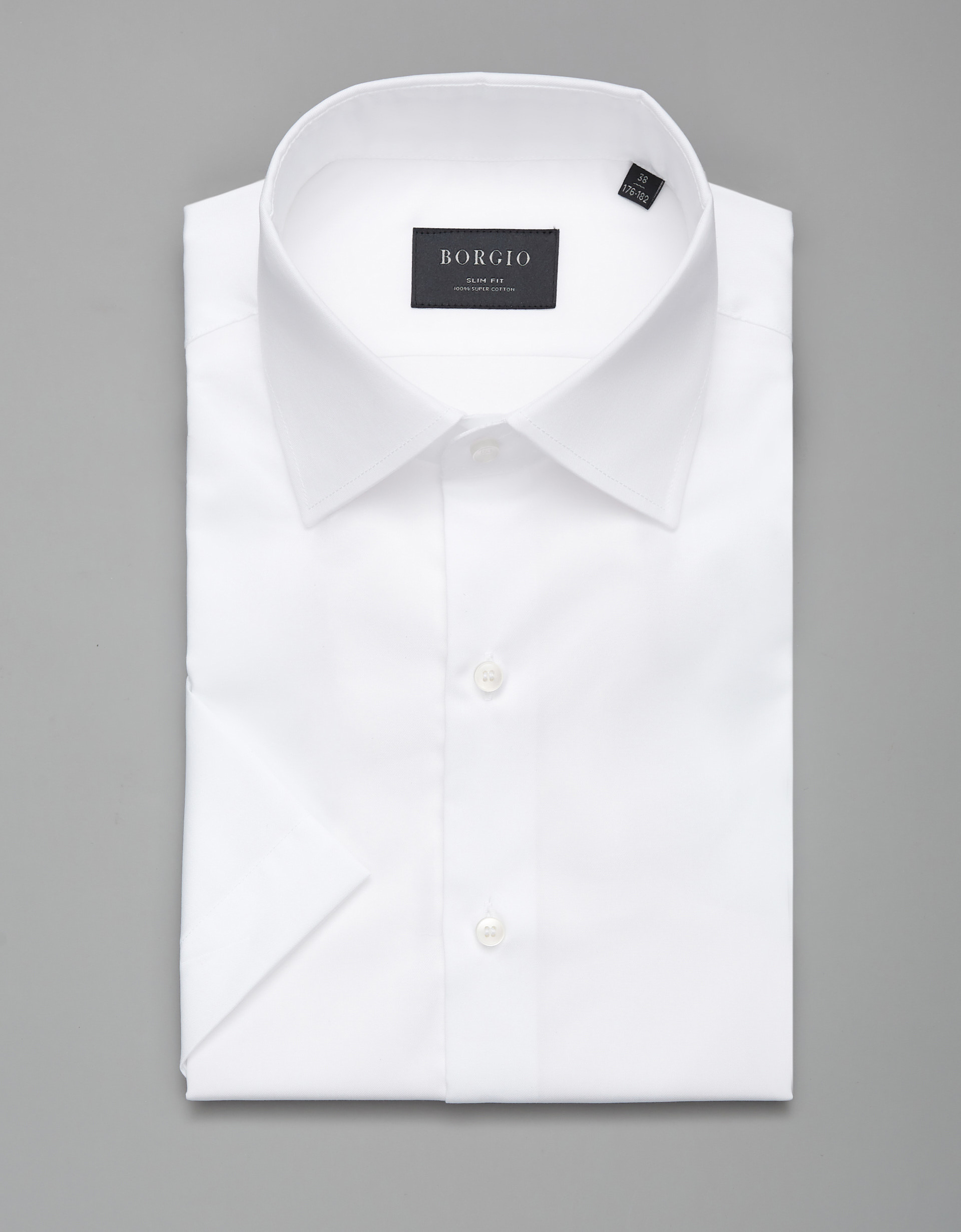 Borgio koszula canosa 00102 krótki rękaw slim fit biały