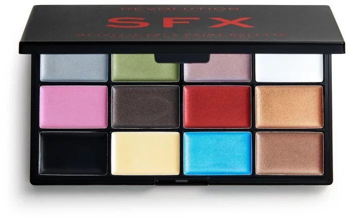 Makeup Revolution SFX METALLIC FACE PAINT PALETTE - Paleta 12 metalicznych farb do twarzy MAKMDTW
