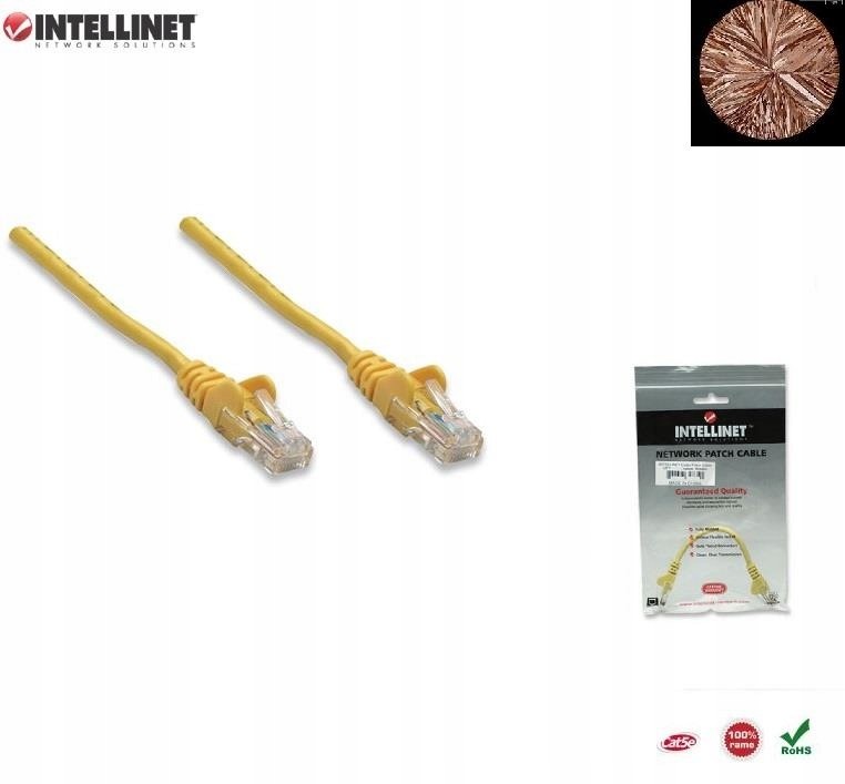 Intellinet Patch Cord 100% miedź Cat.5e Utp, 5m, ż