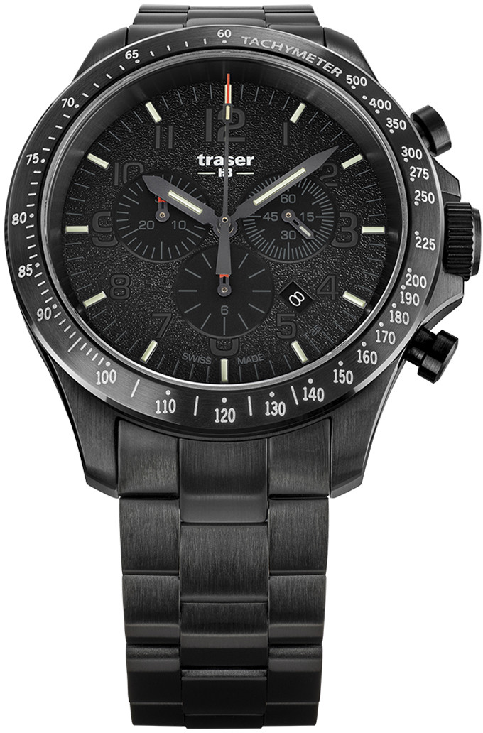 Traser TS-109466 P67 Officer Pro Chronograph Black Steel Bracelet