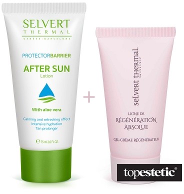 Selvert Thermal Selvert Thermal After Sun Lotion + Active Regenerator With Snail Protein Extract ZESTAW Balsam po opalaniu 75 ml + Koncentrat regenerujący z ekstraktem wydzieliny ślimaka 5 ml