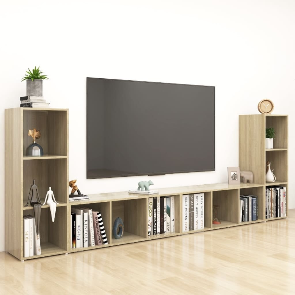 vidaXL Lumarko Szafki TV, 4 szt., dąb sonoma, 107x35x37 cm, płyta wiórowa 3080036