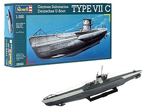 Revell zestaw do budowy modelu statek 1:350 - Niemiecki typ U-Boot VII C w skali 1:350, poziom 4, wierna replika z wieloma szczegółami, 05093
