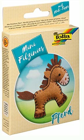 folia Folia 52905 - zestaw do szycia filcowego dla dzieci Mini Filzinie, zawieszka koń, 11-częściowy zestaw do szycia filcowego do produkcji samodzielnie szytej zawieszki