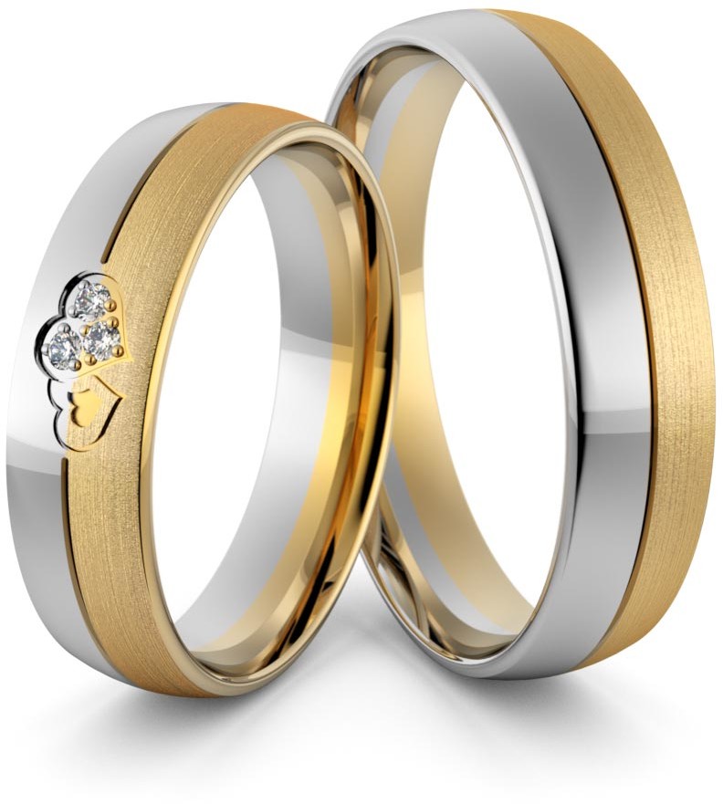 Eminence Obrączki ślubne dwukolorowe splecione serca z brylantami - Au-969 Au-969-8