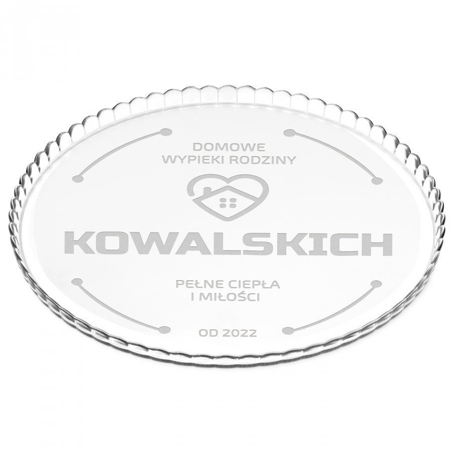 Murrano Patera szklana na ciasto bez nóżki grawer dla pary PATR2-034