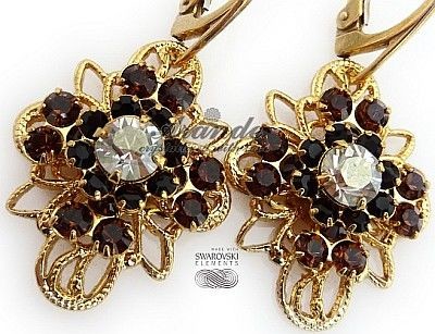 Swarovski Unikat Kolczyki Mocca Venue Gold