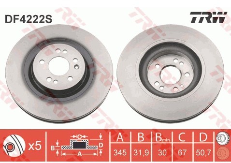 TRW Tarcza hamulcowa DF4222S