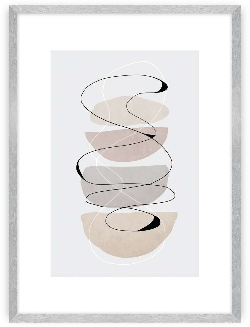 Dekoria Plakat Abstract Lines II 21 x 30 cm Ramka Srebrna 218B-000-53