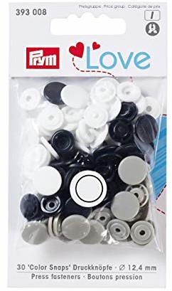 Prym 393008 Love zatrzask Color KST 12,4 mm granatowy/szary/biały, poliester, 12,4 mm