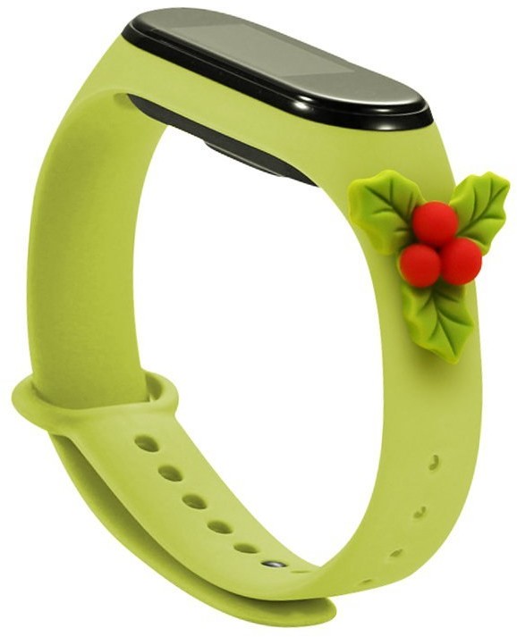 Braders Strap Xmas opaska do Xiaomi Mi Band 6 / Mi Band 5 silikonowy pasek bransoletka zielony (jemioła)
