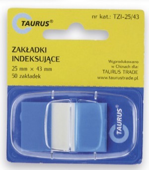 Taurus Trade Zakładki indeksujące w podajniku 25x43mm 50szt niebieskie Taurus VT2545