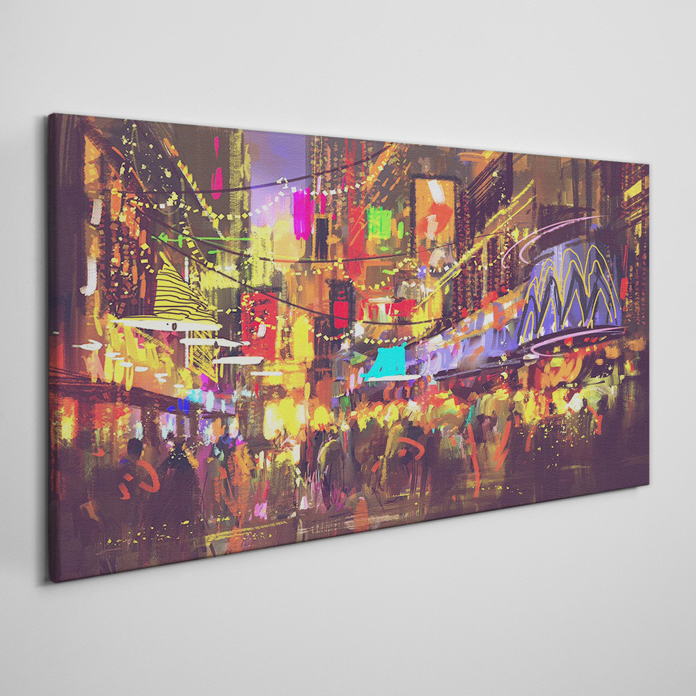 PL Coloray Obraz na Płótnie Miasto Azja Ludzie Noc 100x50cm
