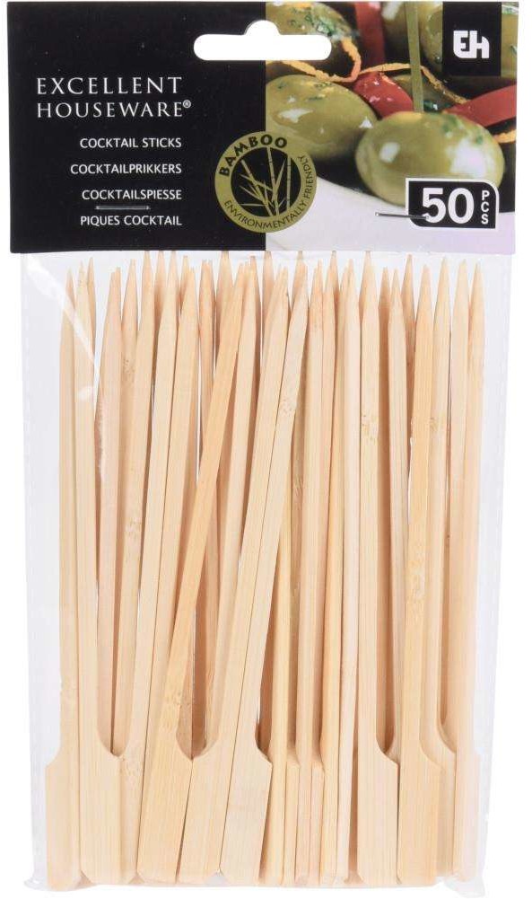 EH Excellent Houseware Wykałaczki DREWNIANE szpikulce bambusowe do przystawek przekąsek szaszłyków 15 cm 50 sztuk 144306