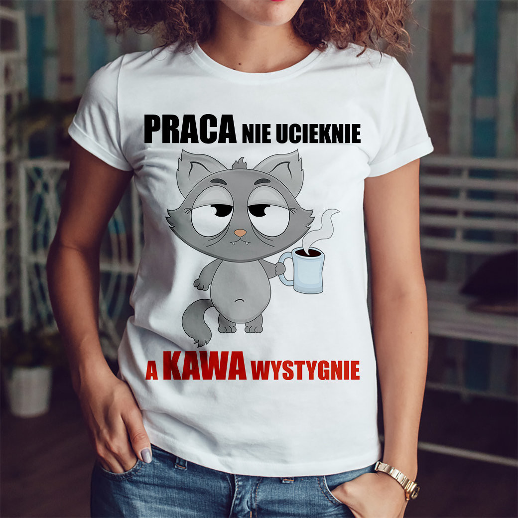 Poczpol Praca nie ucieknie, a kawa wystygnie - koszulka damska 42865-G