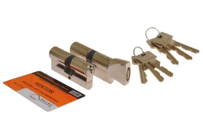 Kpl. wkładek HEKTOR 35g/45+35/45 nikiel kl.B 6 kluczy