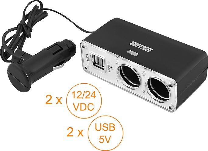 Lexton Rozgał gniazda zapalniczki sam WT 2 gniazda + 2 gn USB LX404V LX404V
