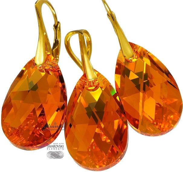 Arande SWAROVSKI PIĘKNY KOMPLET TOPAZ ZŁOTE SREBRO 4394911035