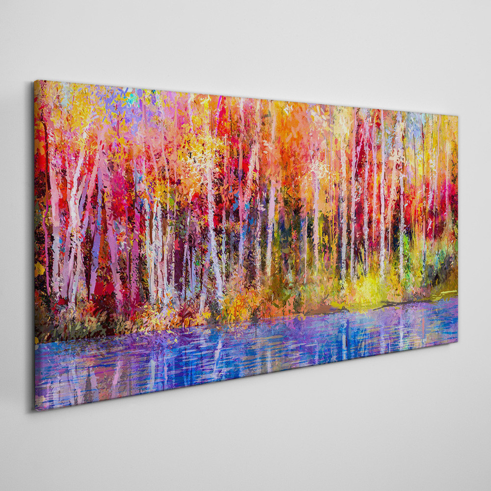PL Coloray Obraz na Płótnie Kolorowe Drzewa Malarstwo 140x70cm