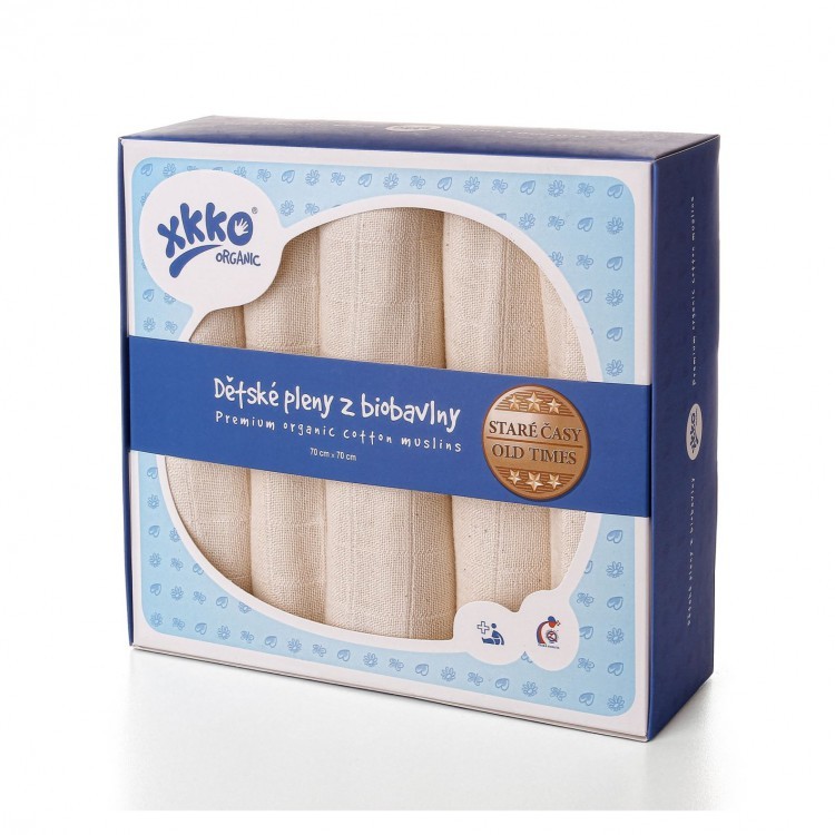 Kikko Dziecięce pieluszki z biobawełny Retro 70x70 5 szt.) natural