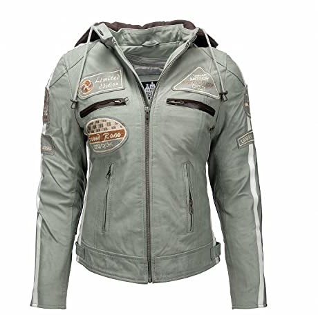 Urban Leather Damska kurtka motocyklowa z ochraniaczami, szara, rozmiar: 5 XL UR-167