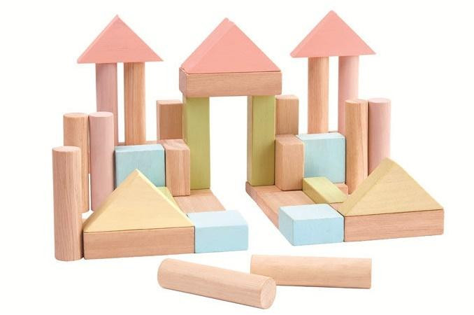 Plan Toys Pastelowe klocki drewniane 40 szt.