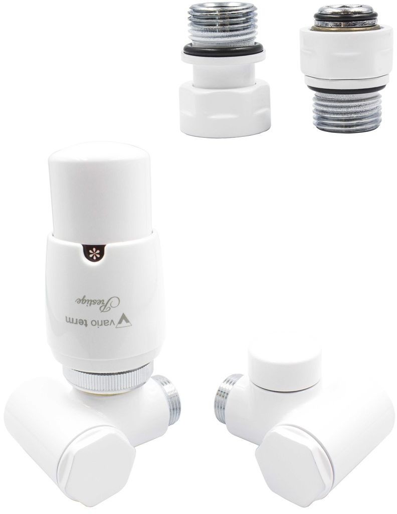 Varioterm Zawór termostatyczny INTEGRA ze złączką Pex/Cu /GZ1/2 /GW1/2 - biały instalacja 1/2 - złączka GZ1/2 lewy IGS0206CFK/L(GZ1/2)