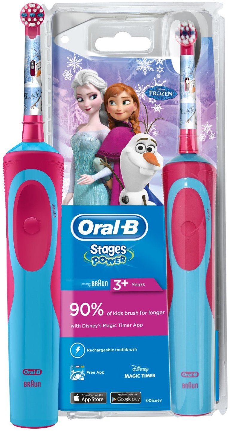 Braun Oral-B Oral-B Stages Power D12 900TX - szczoteczka elektryczna dla dzieci w wieku pow. 3 lat - wersja Bajka FROZEN (kraina lodu)