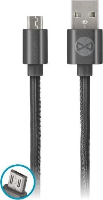 Forever Kabel USB Kabel micro-USB skóra czarny 1m 2A GSM032490