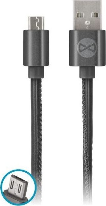 Forever Kabel USB Kabel micro-USB skóra czarny 1m 2A GSM032490