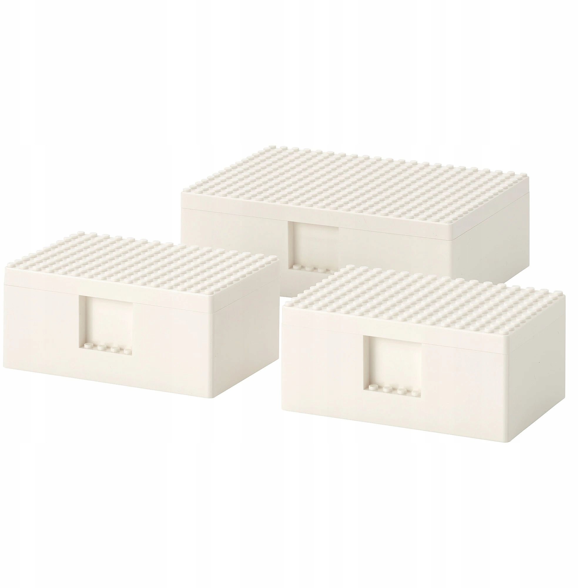 Ikea Bygglek Pudełko Lego z pokrywką biały - 3 szt