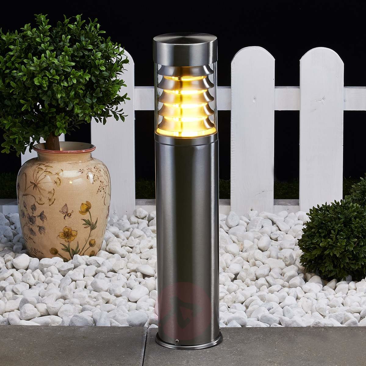 Lampenwelt Lampa na cokół Enja stal szlachetna z lamelami