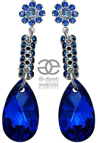 Swarovski PIĘKNE KOLCZYKI *BLUE CRYSTALLIZED* SREBRO 925