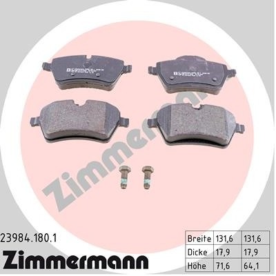ZIMMERMANN Zestaw klocków hamulcowych, hamulce tarczowe 23984.180.1