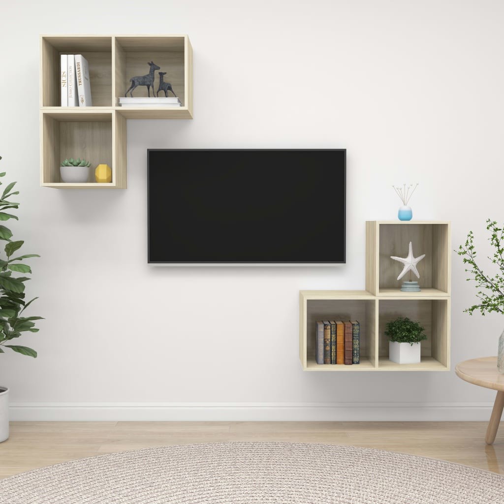 vidaXL 4-cz. zestaw szafek TV, dąb sonoma, płyta wiórowa