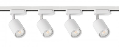 LED Plus 4 x Reflektor szynowy LED na żarówkę GU10 biały + dwie szyny 1 m + łącznik liniowy 024-G10-WHT-5
