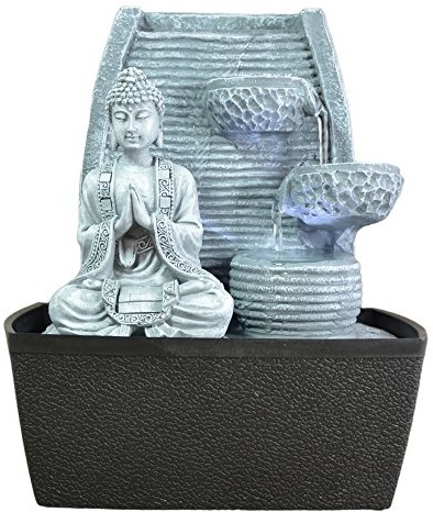 Zen Fontanna fontanna wewnętrzna Feng Shui mądrość oświetlenie LED 24 cm MUR MEDIDATION