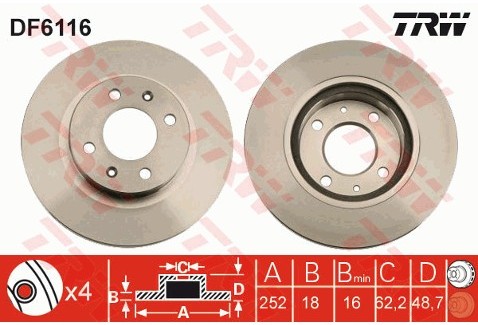 TRW Tarcza hamulcowa DF6116