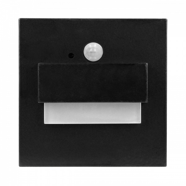Orno TRACO LED 1,5W, oprawa schodowa podtynkowa, 12VDC, 30lm, 6000K, czarny, czujnik ruchu i zmierzchu