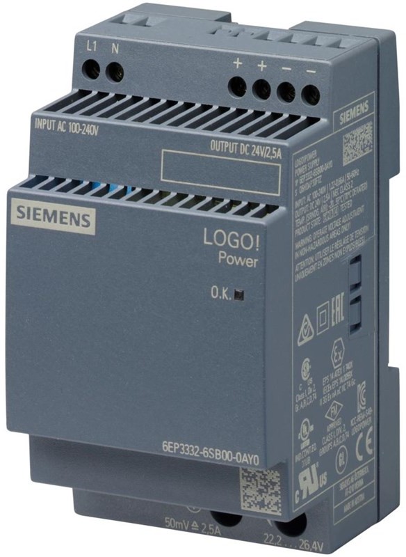 Siemens Logo!power 24 v / 2.5 a stabilized power supply 6EP3332-6SB00-0AY0
