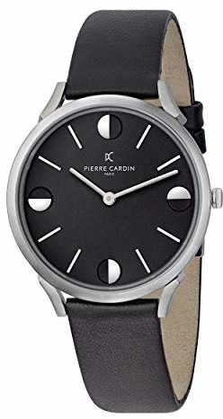 Pierre Cardin Unisex analogowy kwarcowy zegarek na rękę Pigalle Half Moon Pasek czarny